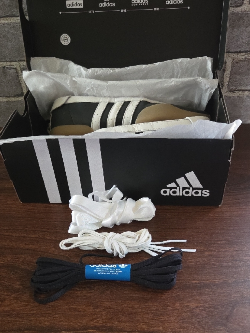 adidas Taekwondo Mei Black & White Ballet-Style Flat with Tan Sole - Picture 6 of 10